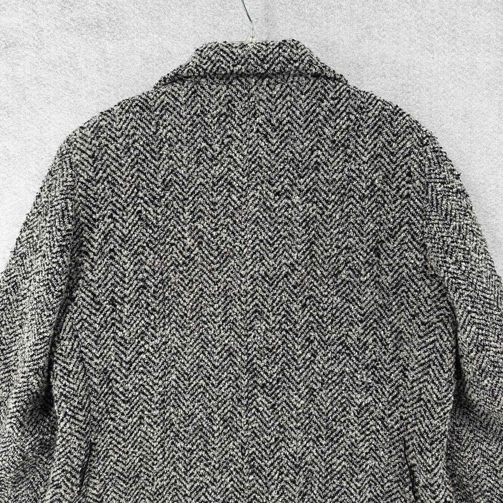 CALVIN KLEIN PeaCoat Women 12 Herringbone Jacket Black Wool Double Breasted - Picture 4 of 10